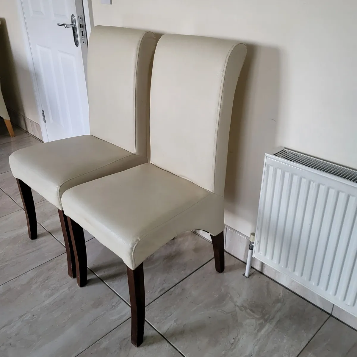 Cream high back Kitchen Chairs x2 - Image 1