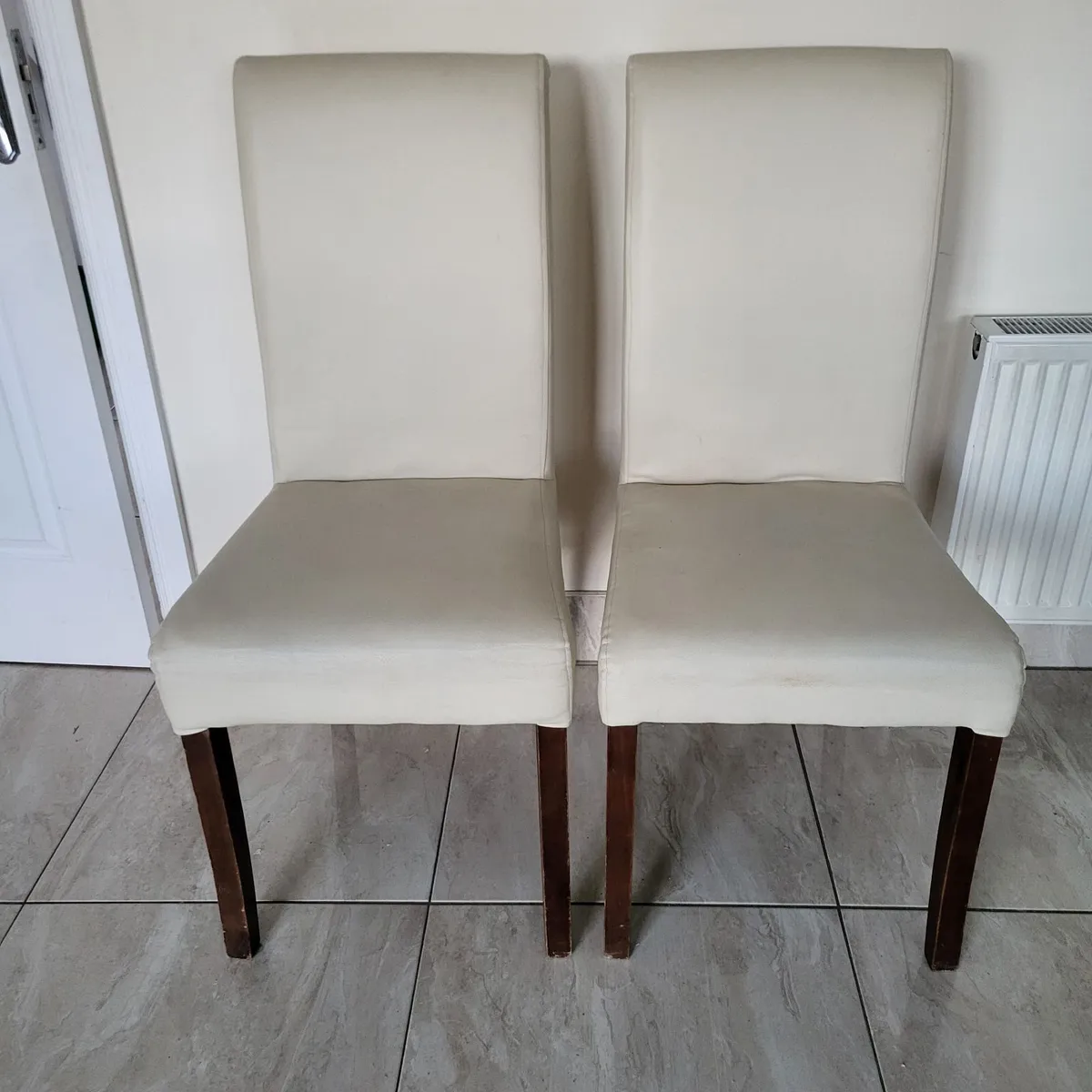 Cream high back Kitchen Chairs x2 - Image 2