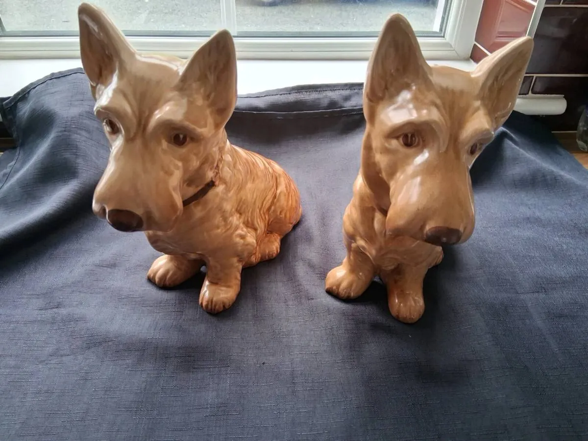 Pair Of Vintage Sylvac Terrier Dog Ornaments - Image 1