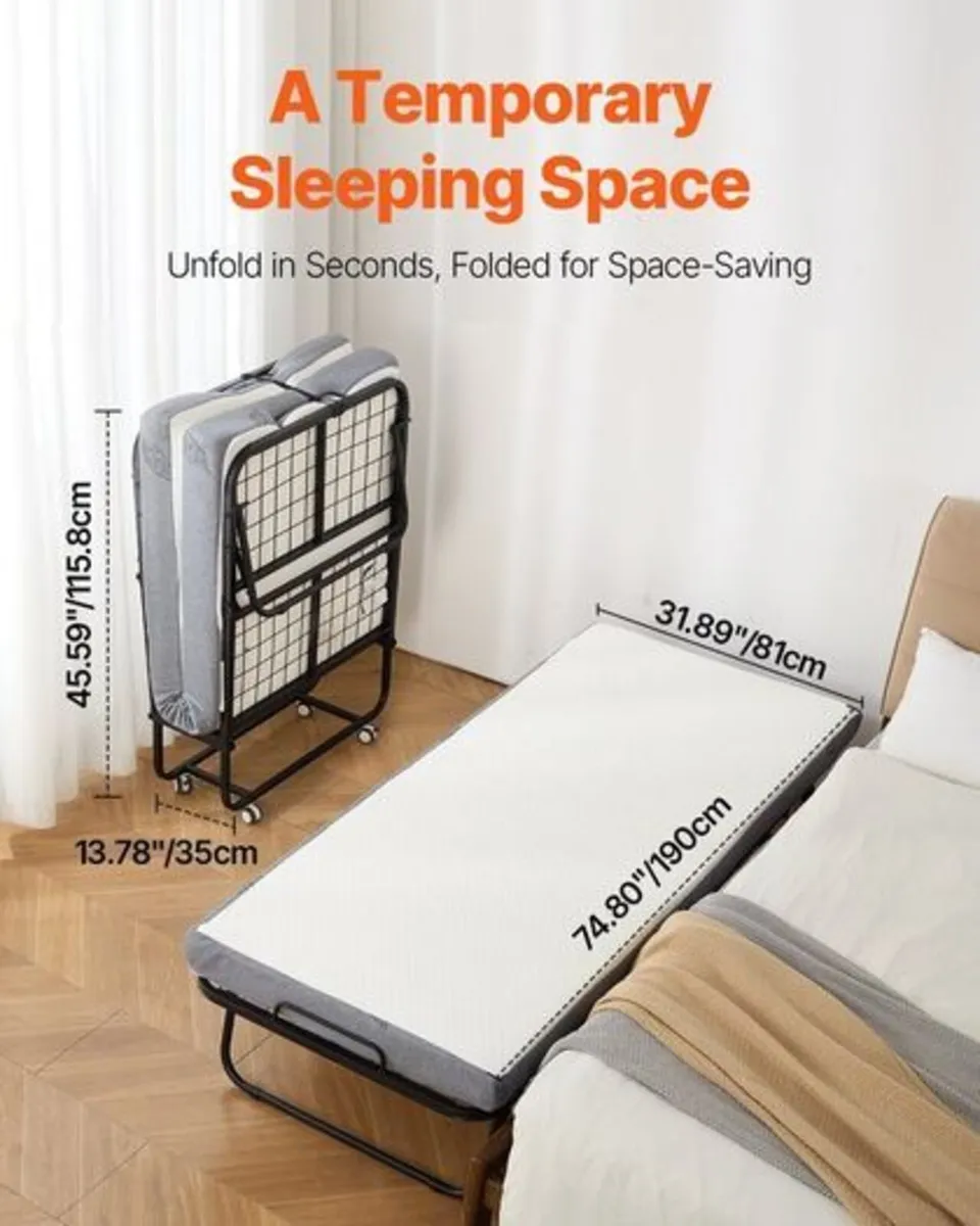 Rollaway Bed Folding Bed with 5 inches Foam Mattre - Image 2