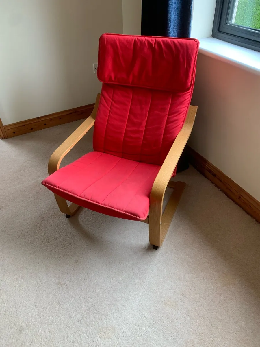 IKEA POÄNG armchair and footstool - Image 2