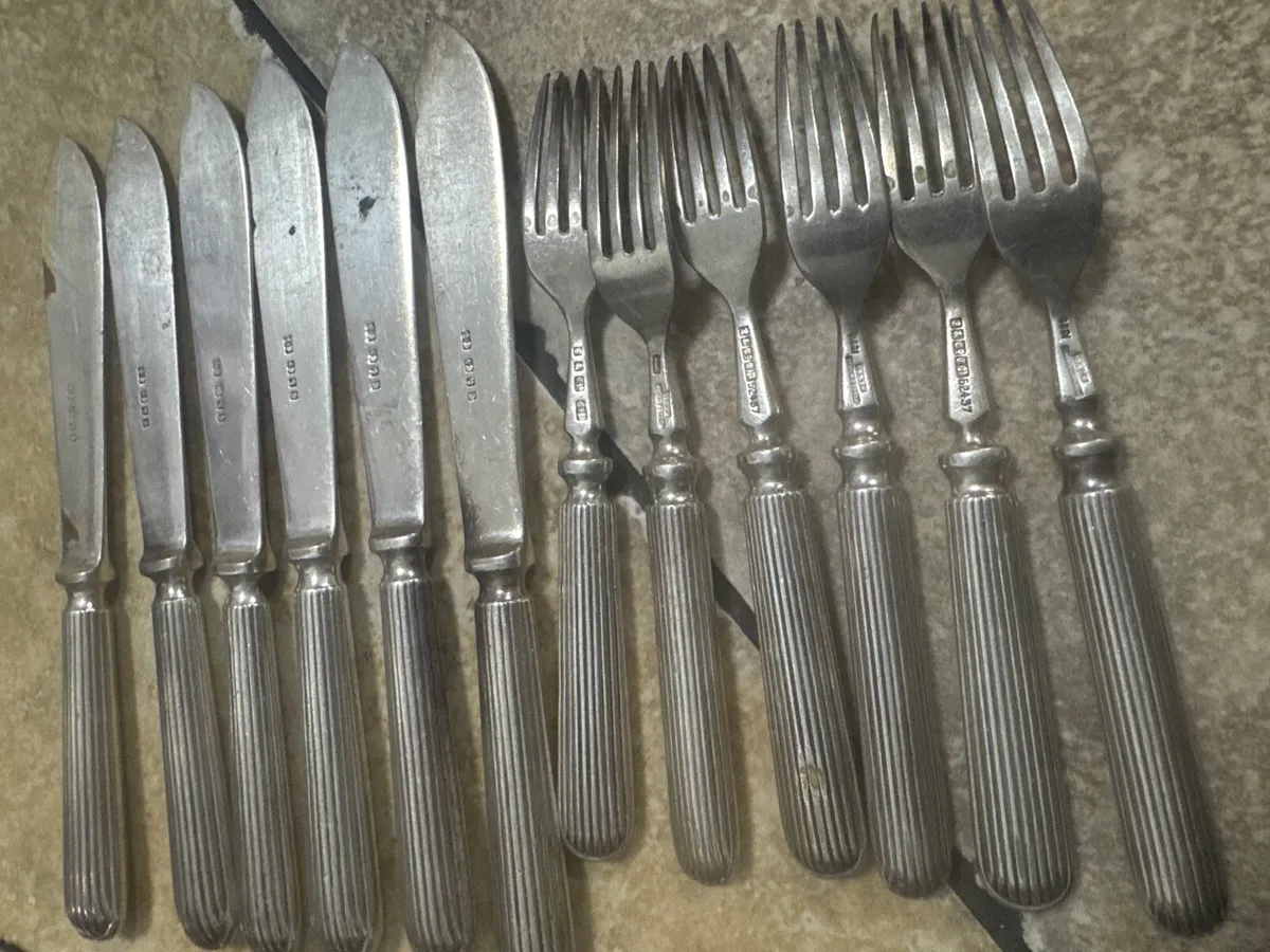 Silver knife & fork - Image 3