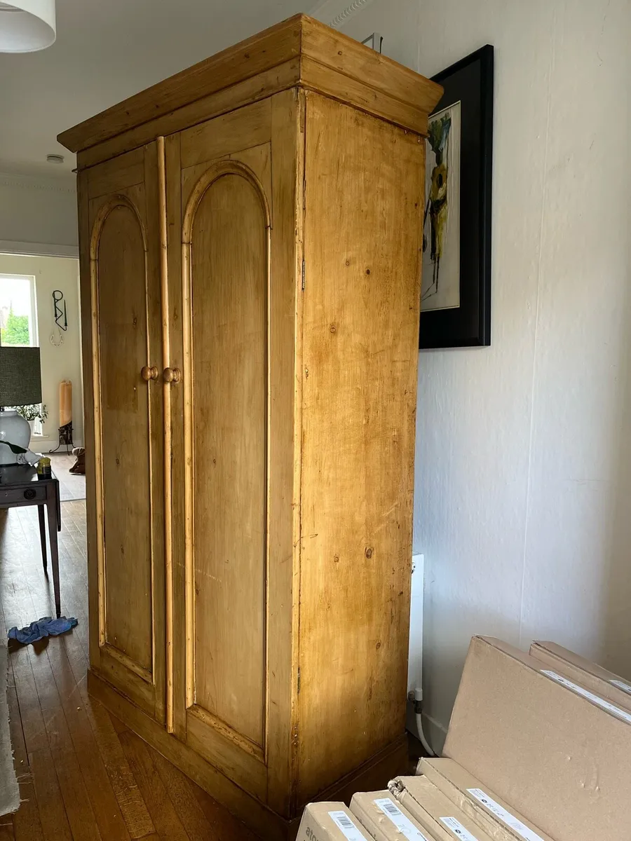 Antique pine wardrobe - Image 1