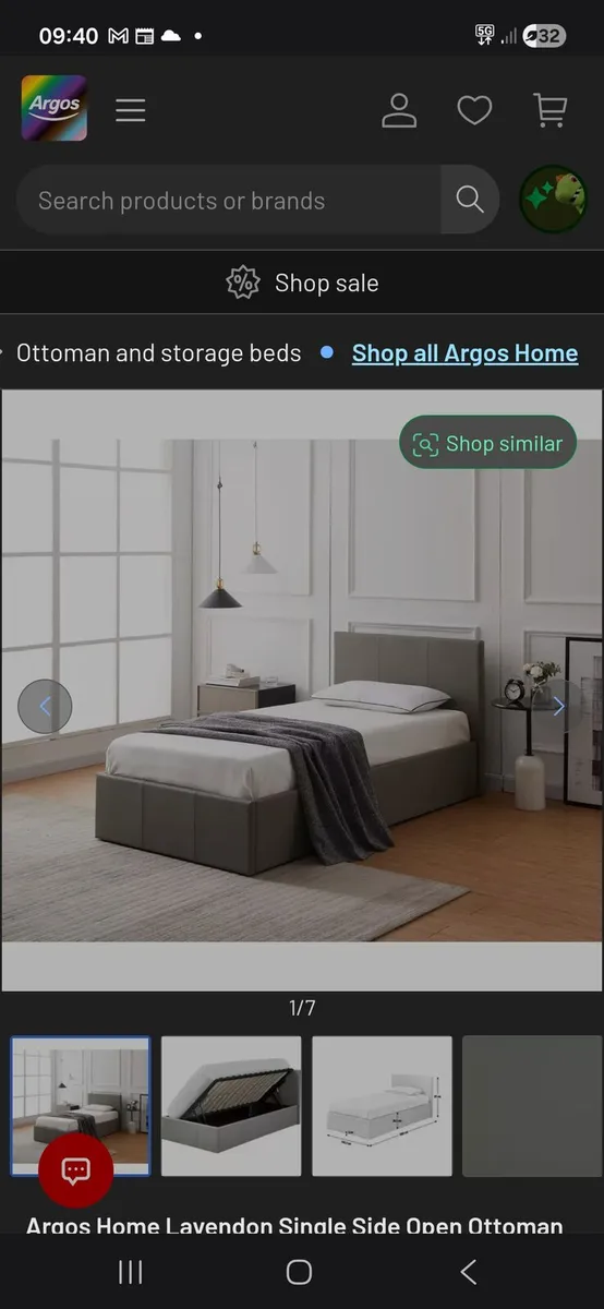 Single Grey Ottoman Bed with storage - Image 2