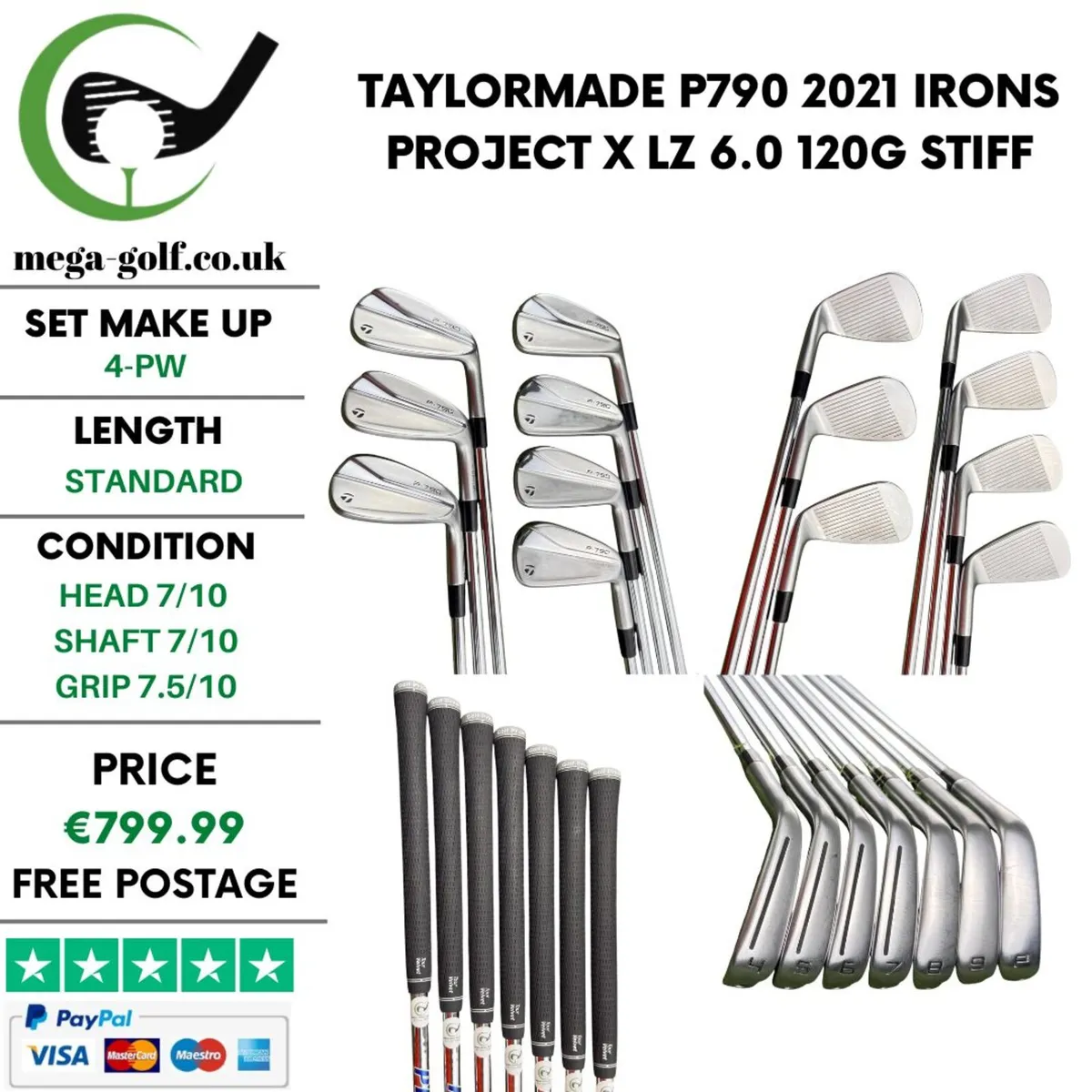 Taylormade P790 2021 Irons / 4-Pw / Stiff - Image 1