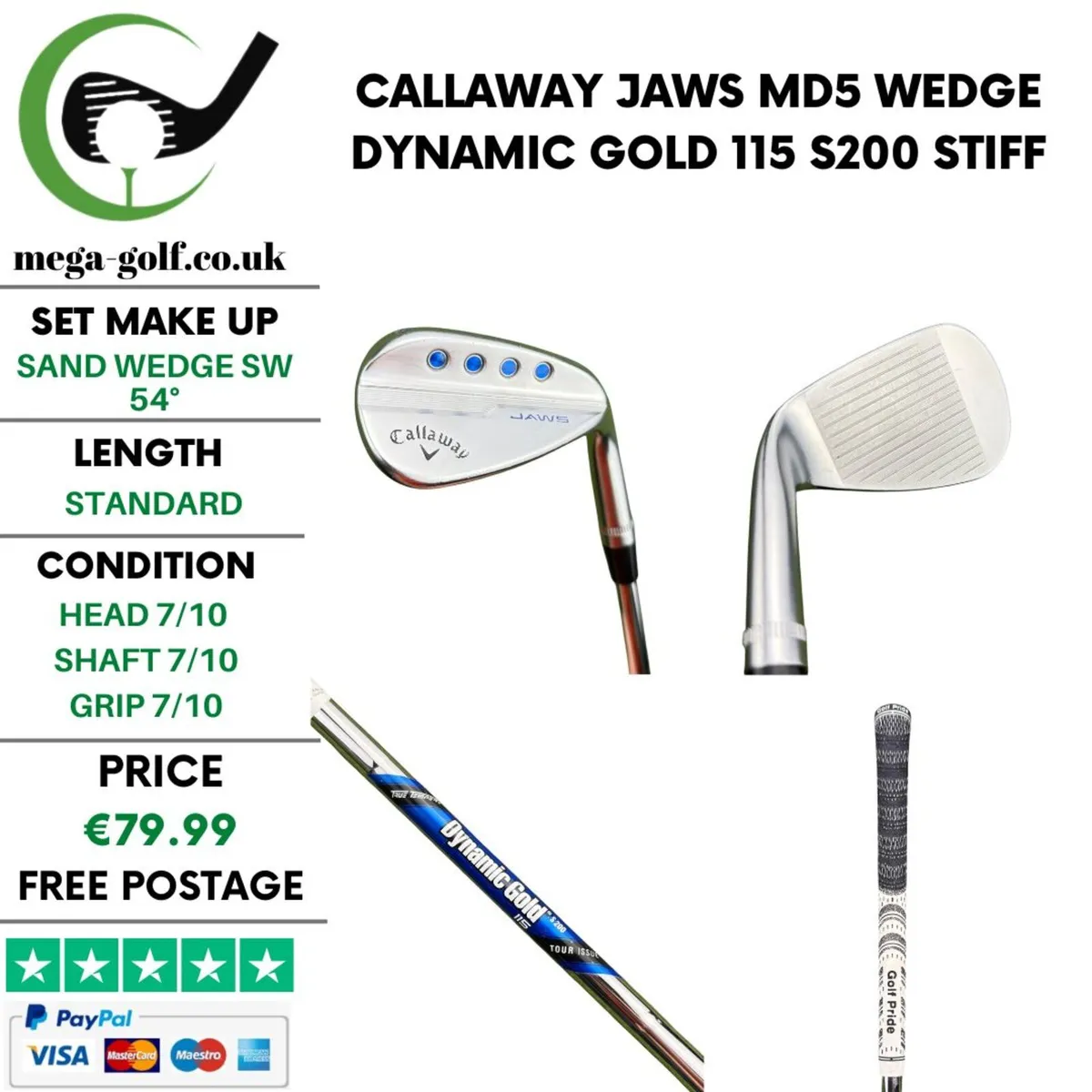 Callaway Jaws MD5 Wedge Sw 54° / Stiff - Image 1