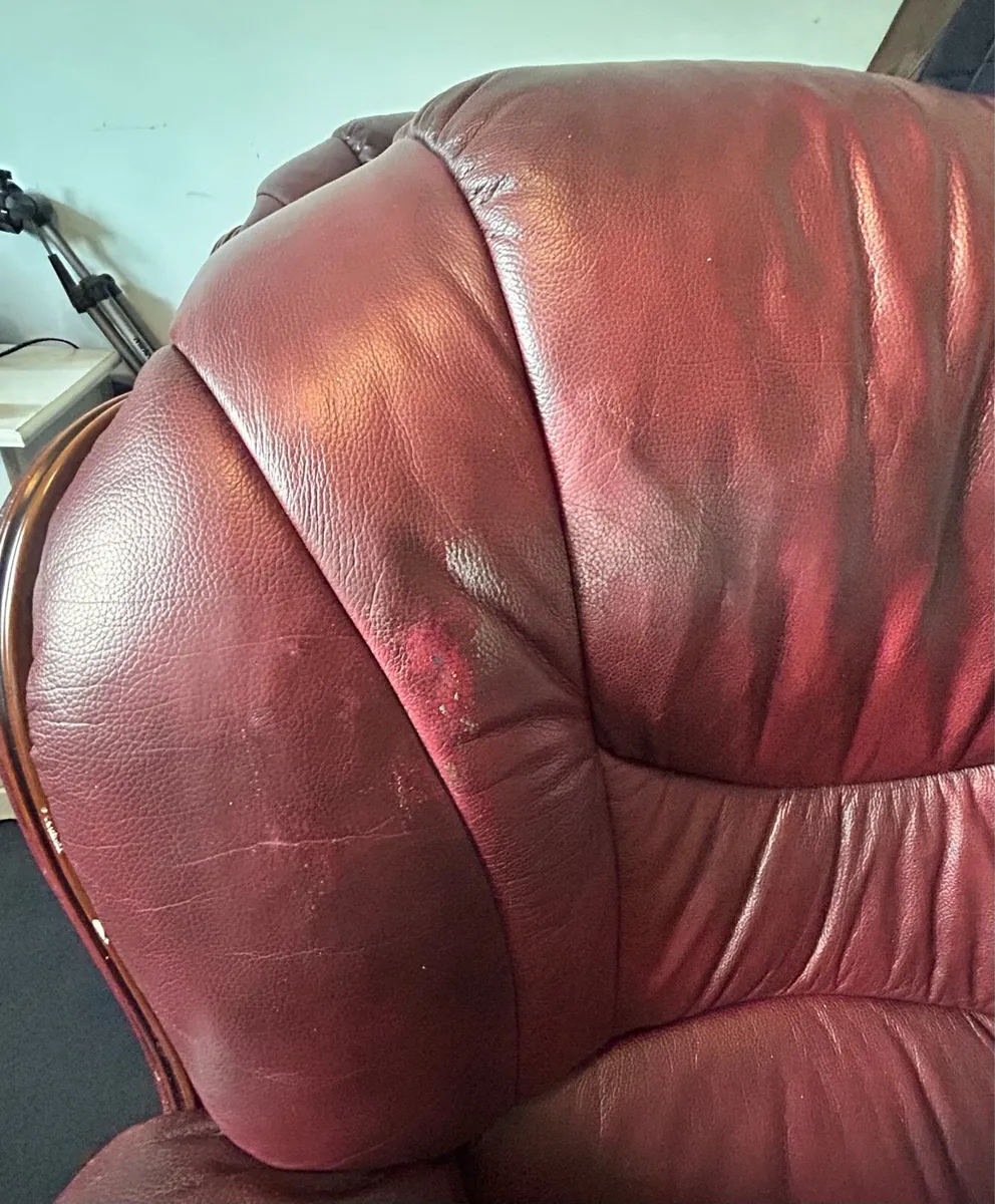 Two 2 seater red leather sofas - Image 3
