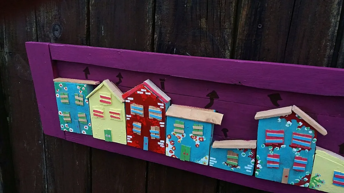Rustic Fairy Village Wood Art / Display - Image 3