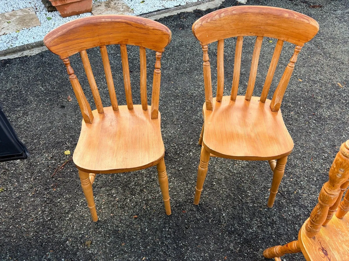 3 x wooden kitchen chairs - Image 2