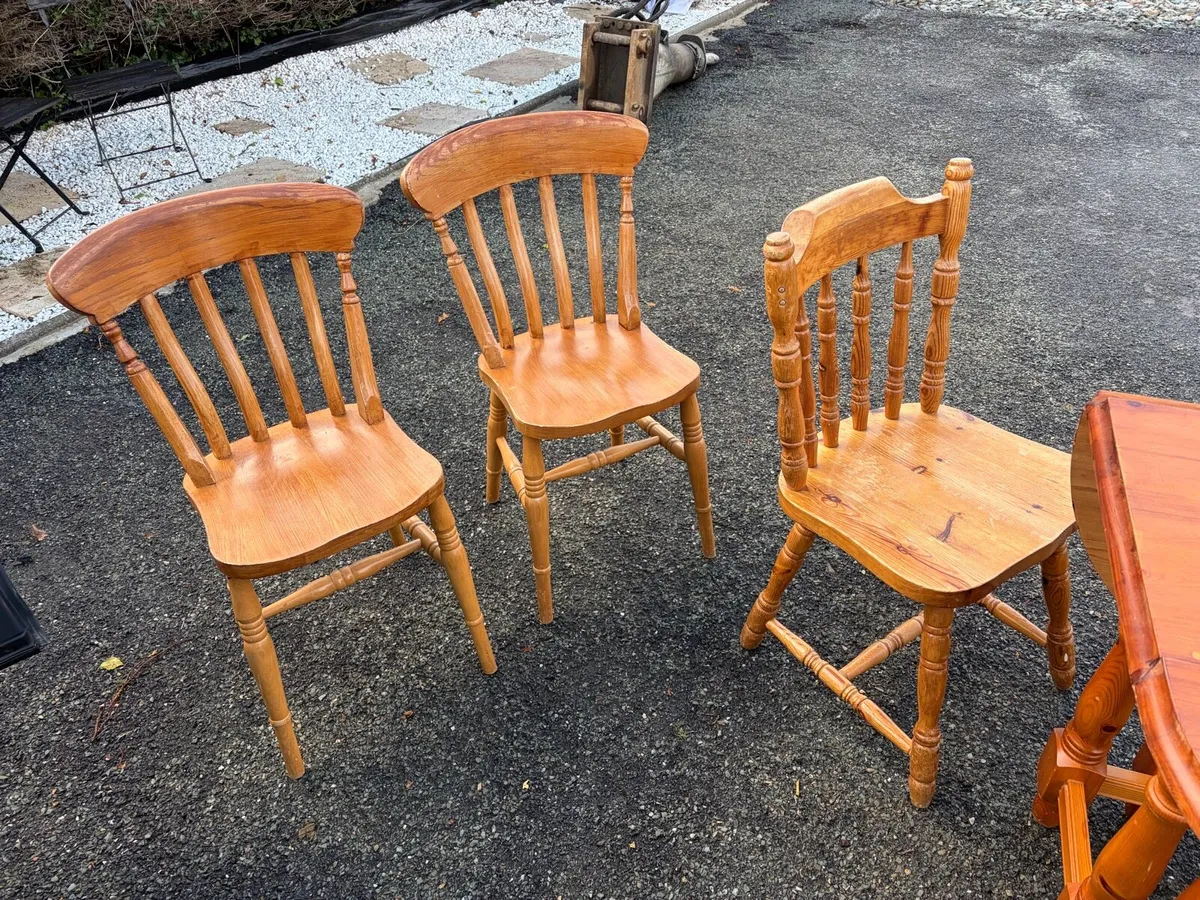 3 x wooden kitchen chairs - Image 1