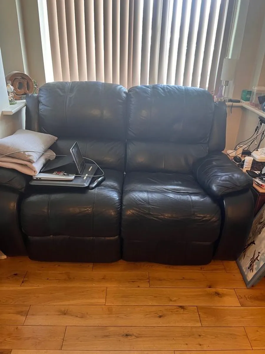 2 seat leather electric reclining sofa - Image 1