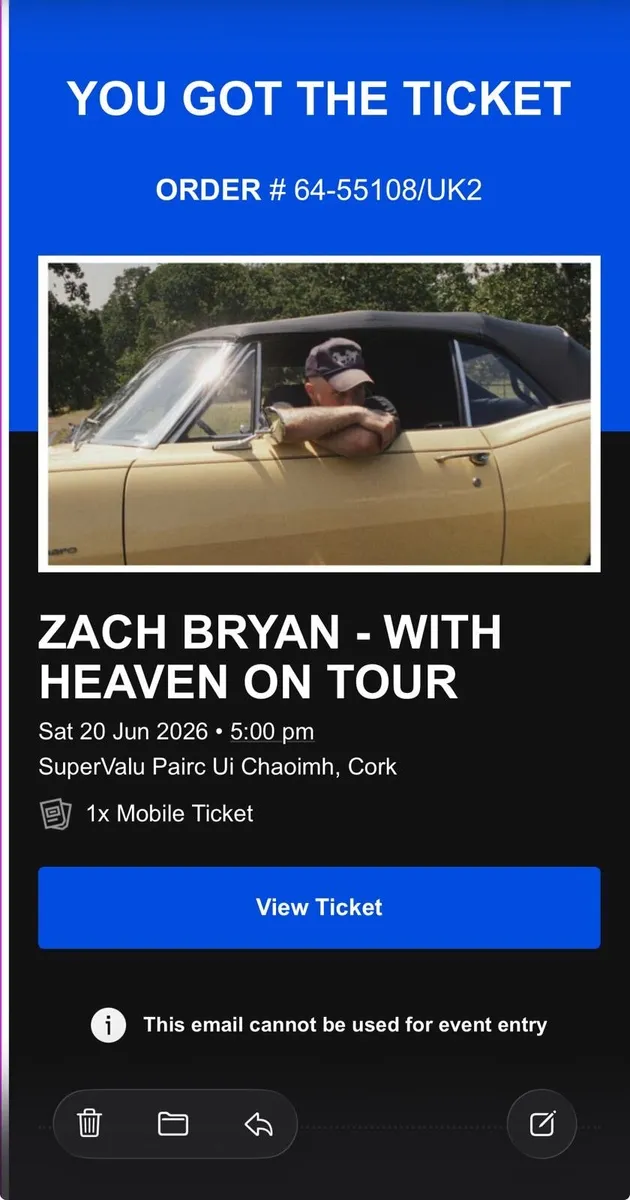 ZACH BRYAN TICKET
