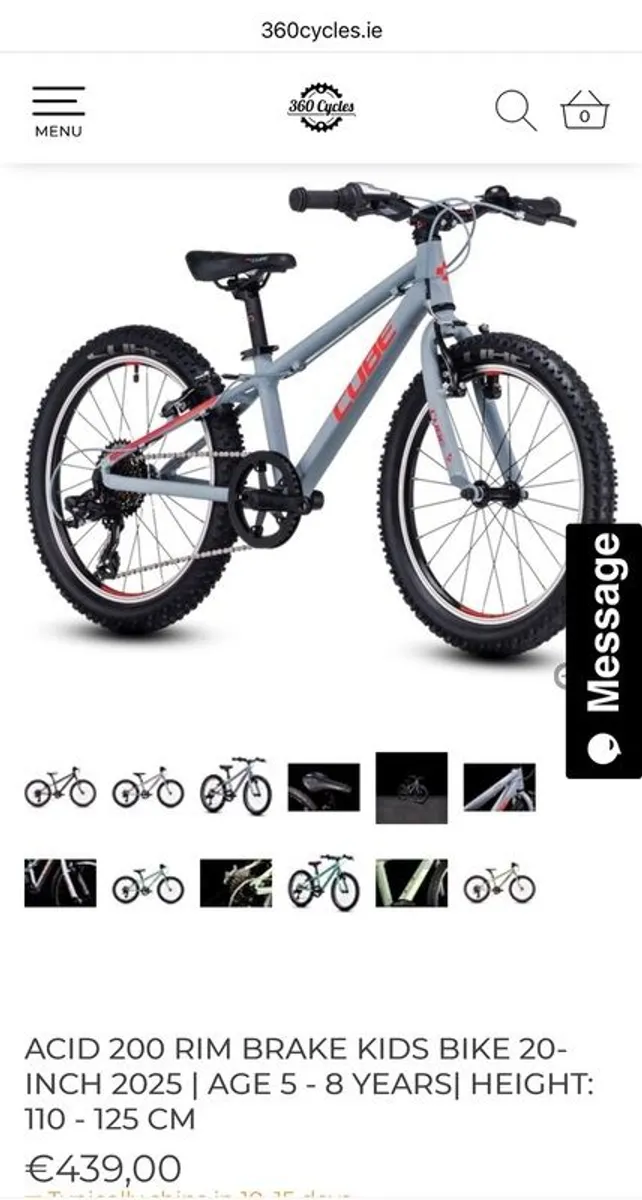 Kids 20" Cube Bicycle, Grey - Image 3