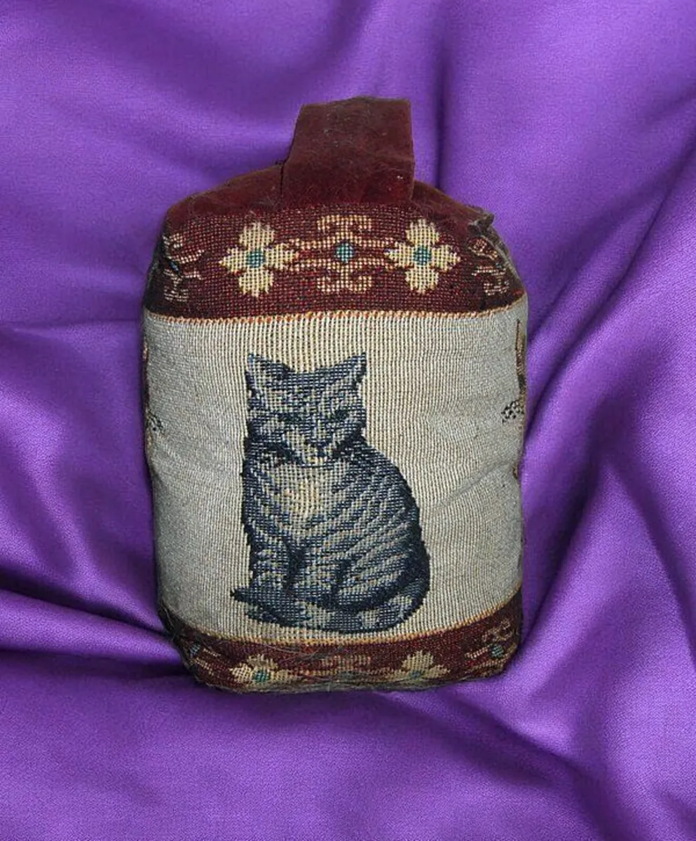 Vintage Harrods Tapestry Cat Doorstop - Weighted - Image 1