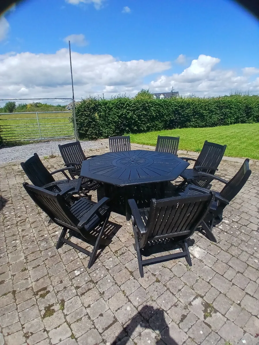 8 chair octagonal solid wood patio set - Image 2