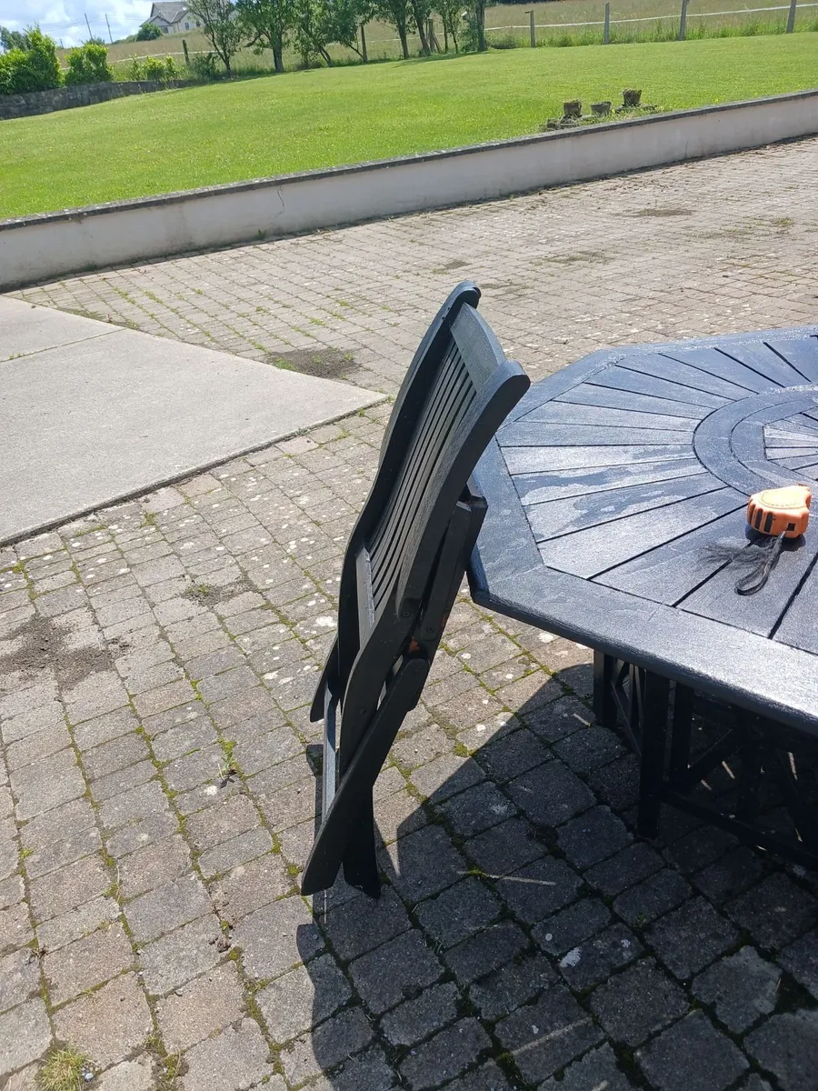 8 chair octagonal solid wood patio set - Image 3