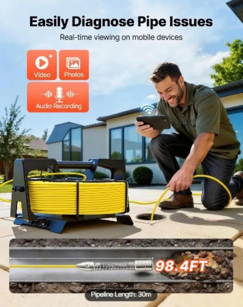 2026 Upgraded Sewer Camera with WiFi, 30m - Image 1