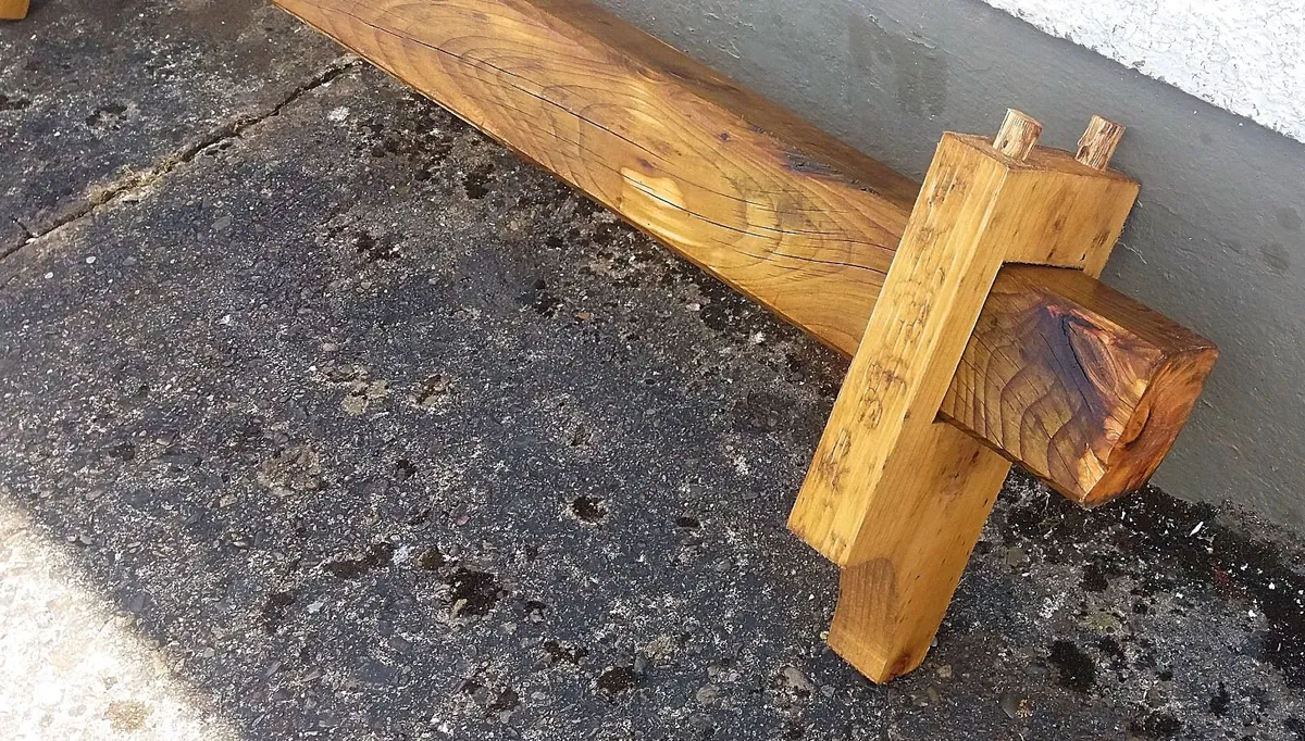 Rustic Wood Beam Stove Mantle / Floating Shelf - Image 4