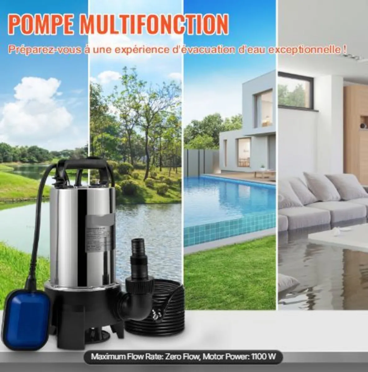 Submersible Water Pump, 1100W - Image 3