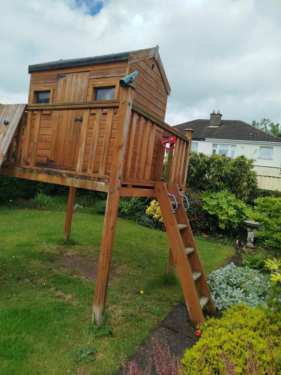 Ultimate wooden playhouse swings and slide - Image 3