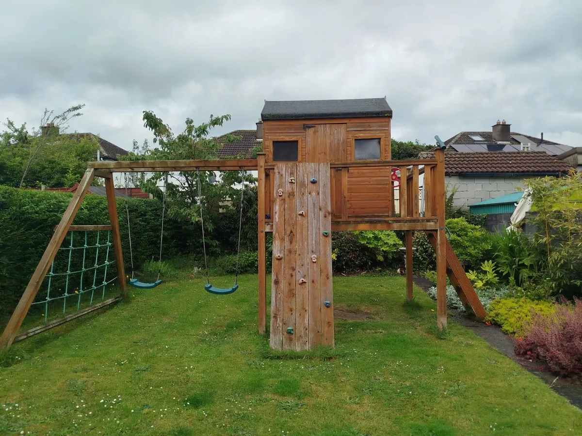 Ultimate wooden playhouse swings and slide - Image 2