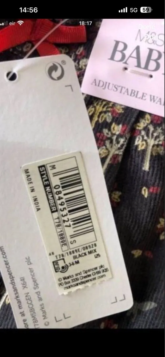Girls BNWT M&S trousers 3/6 mths €6 - Image 2
