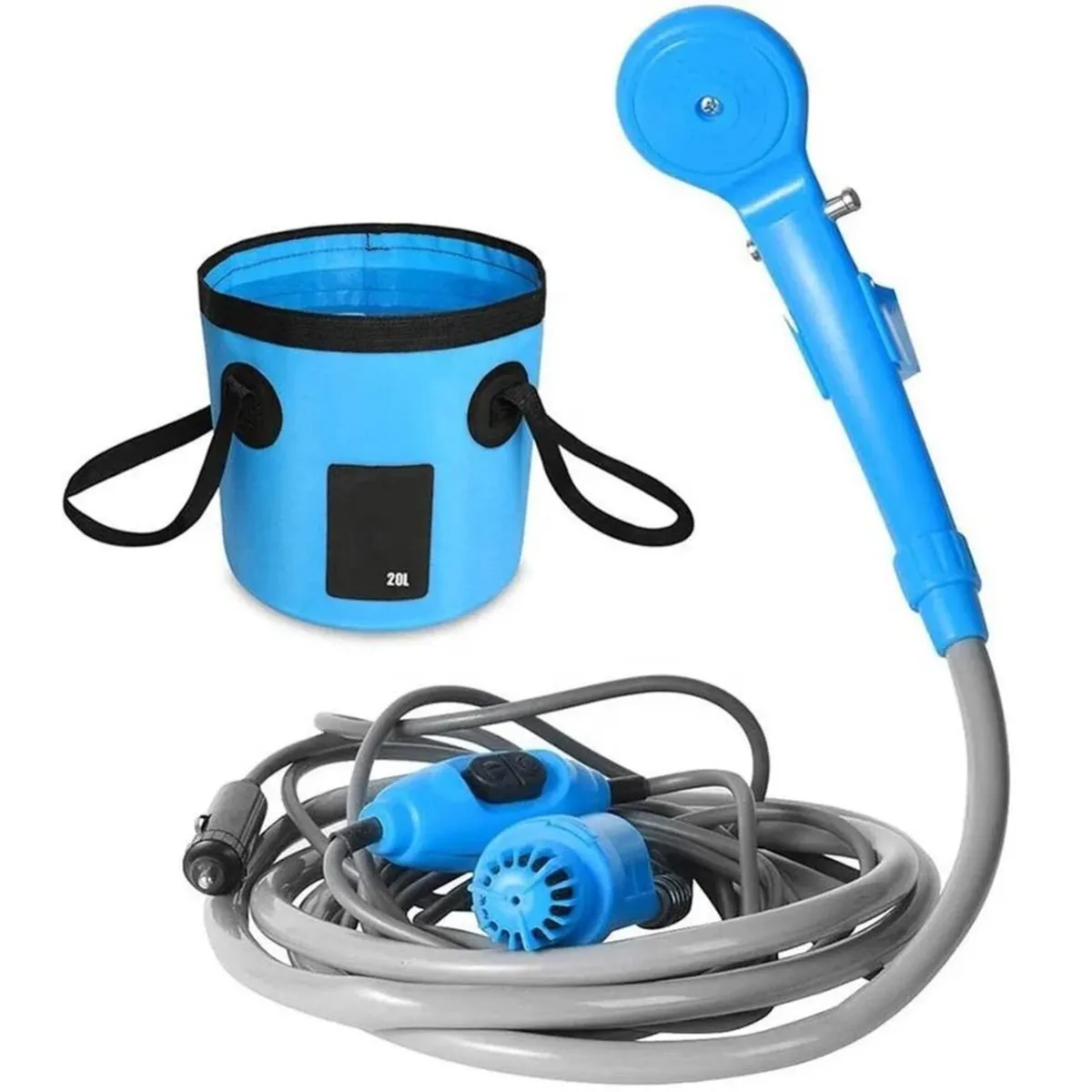Outdoor Handheld Camping Shower,12V with Bucket - Image 1