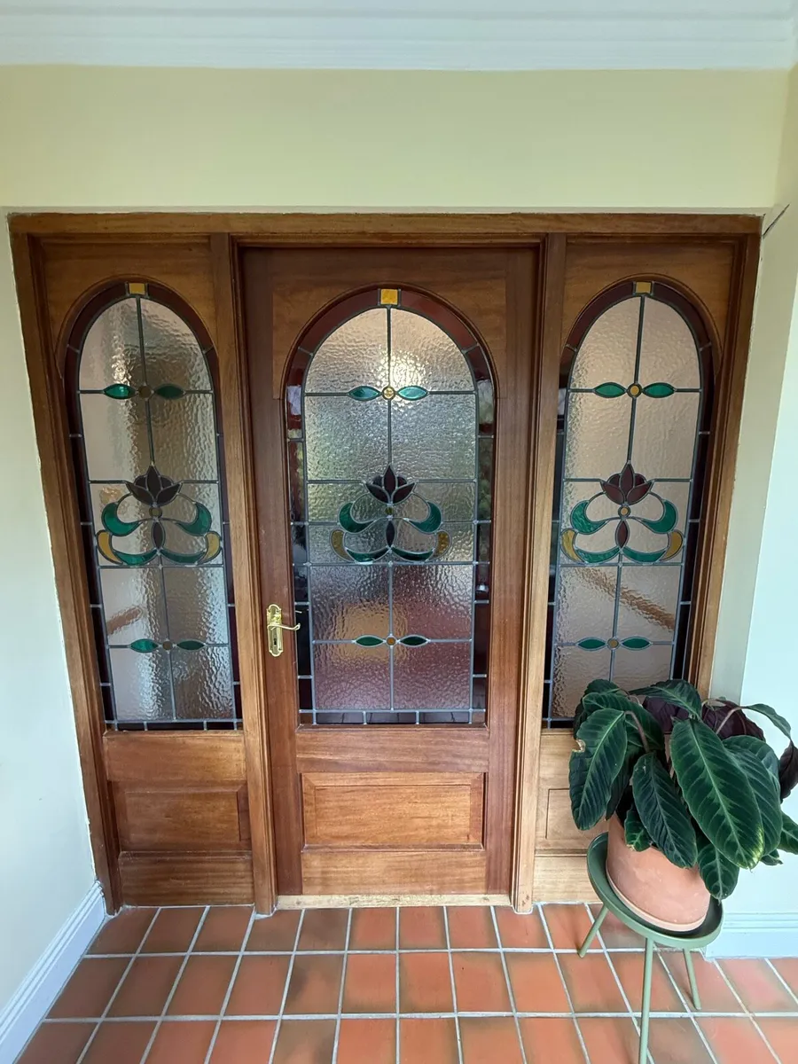 Solid Teak Stained Glass Door - Image 1