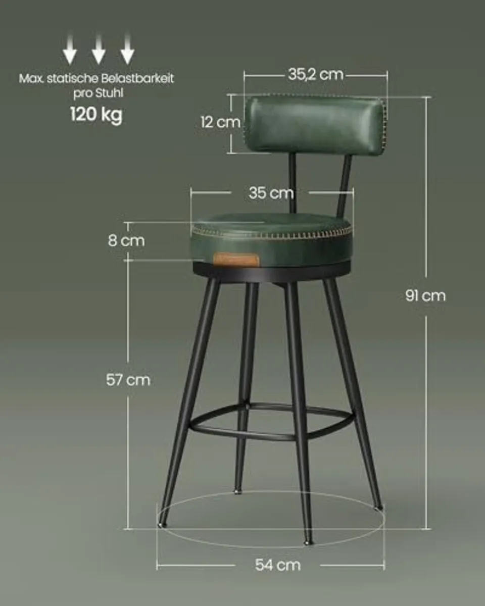 Set of 2 Swivel Bar Stools - 360 Rotation - Faux - Image 3