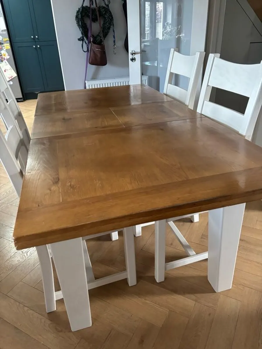 Solid Oak Extendable Dining Table & 4 Chairs - Image 1