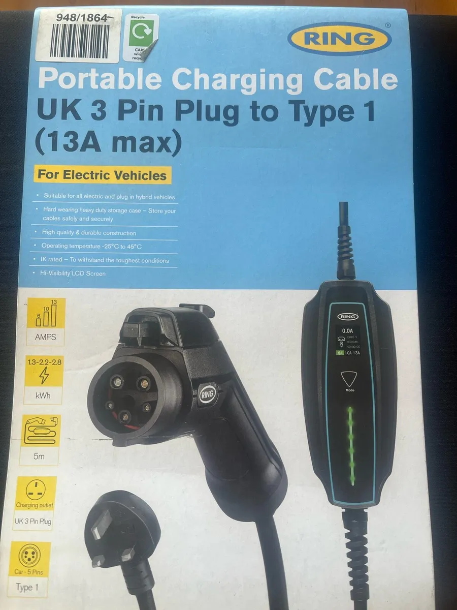 NEW Type 1 EV Electric Car Granny Charger 5M 3 Pin - Image 1