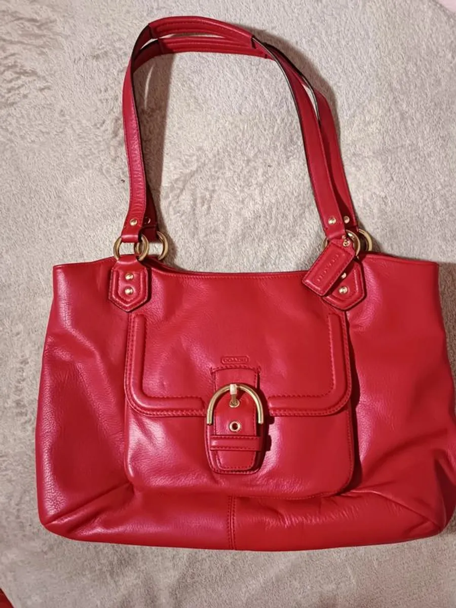 Coach Red Pebble Leather Hand/Shoulder Bag / NEW - Image 1