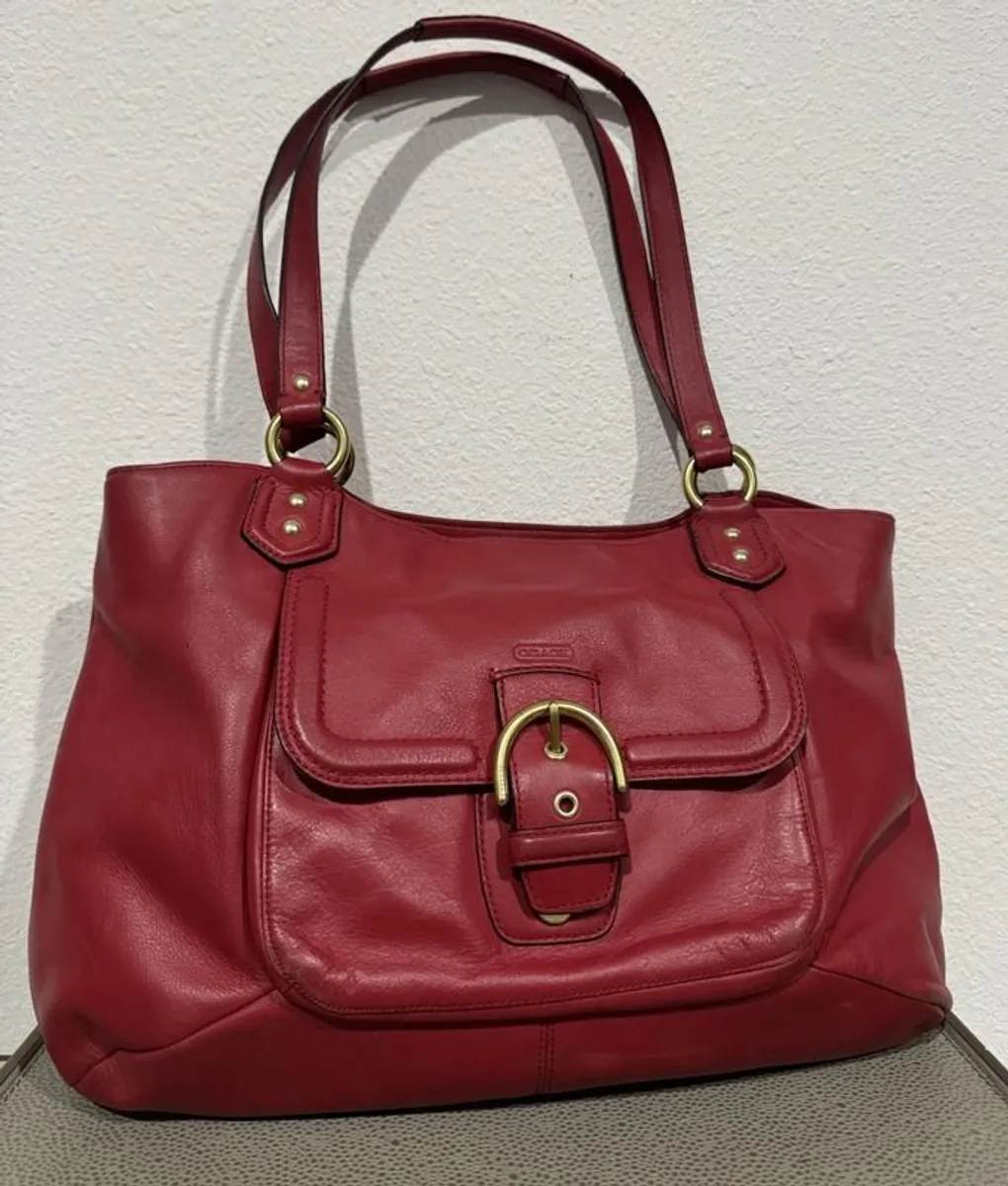 Coach Red Pebble Leather Hand/Shoulder Bag / NEW - Image 4