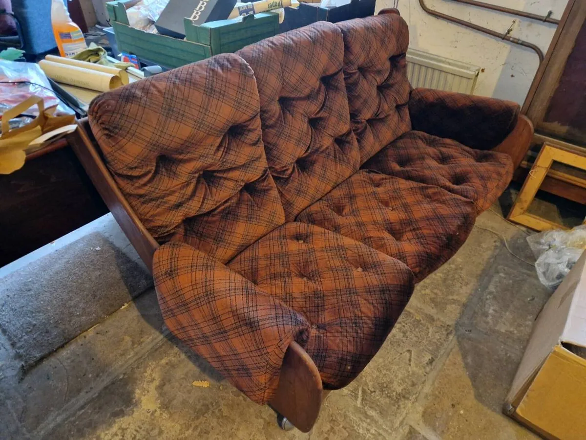 Vintage Retro 3-Seater Sofa - Tartan/Plaid - Image 2