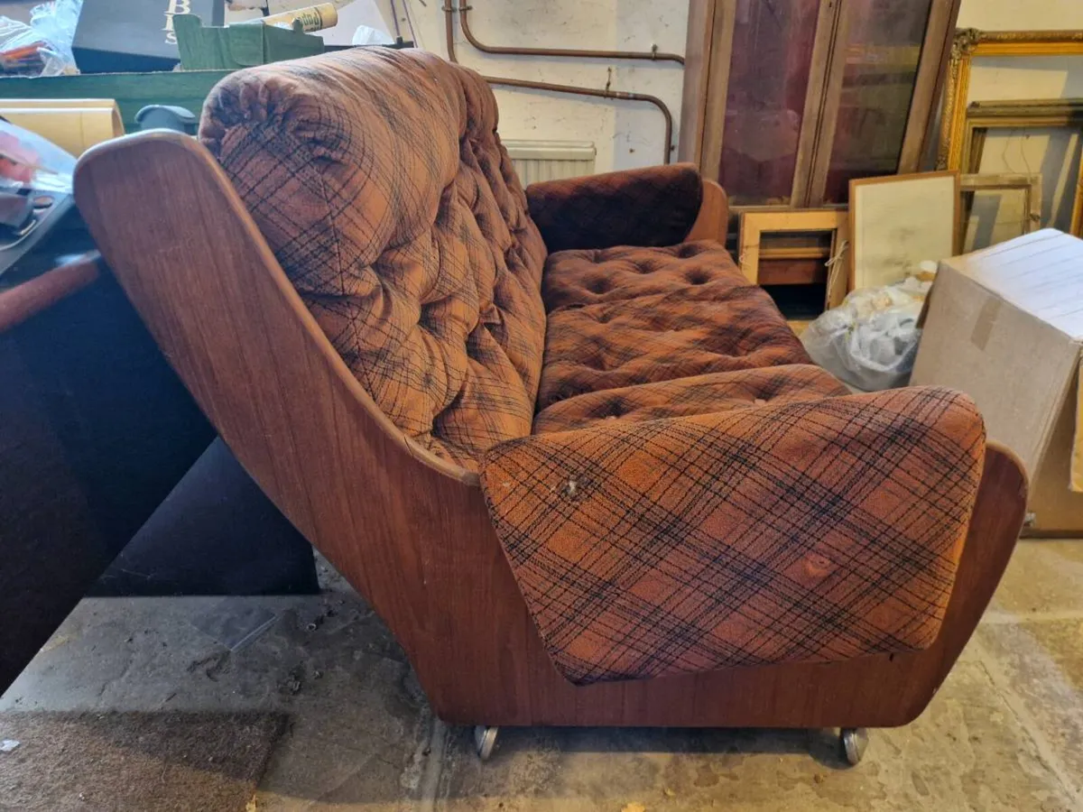 Vintage Retro 3-Seater Sofa - Tartan/Plaid - Image 3