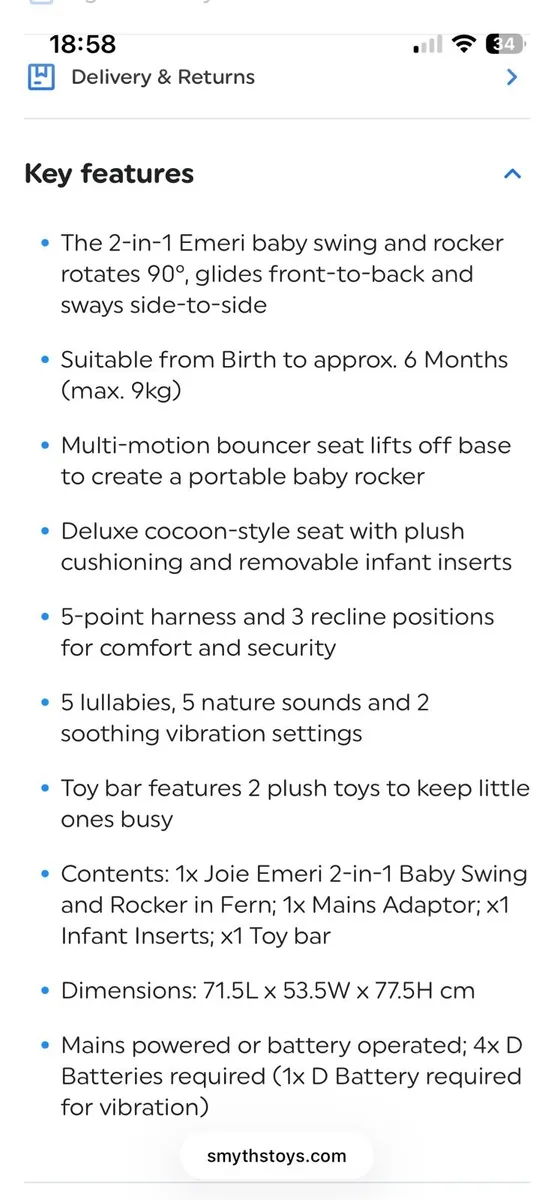 Joie Baby Swing and Rocker - Image 2