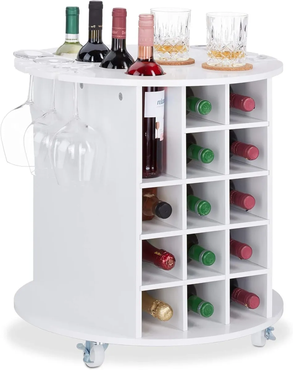 Rolling Bar on wheels wine rack & glass Holders mi - Image 2