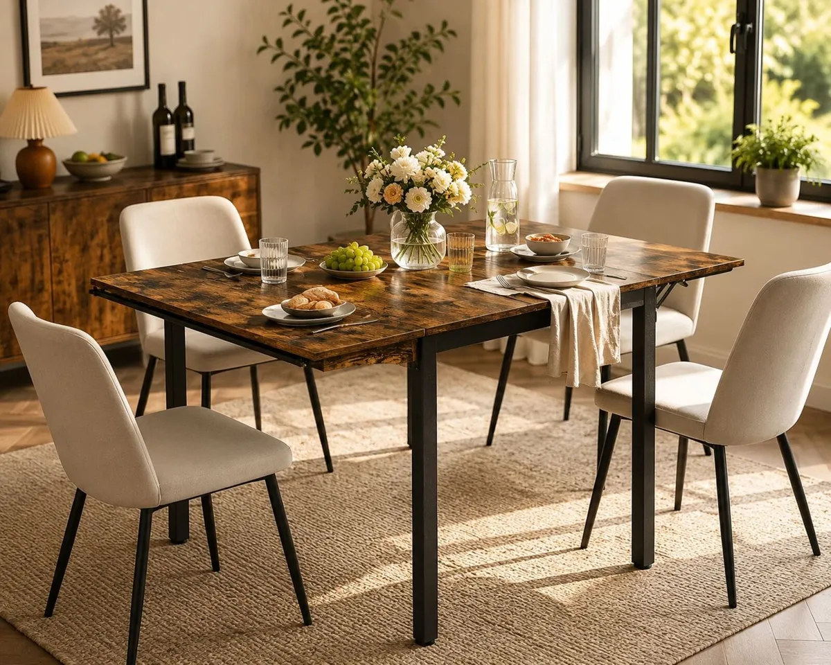 Folding Dining Table with Drop Leaf Design - Image 2