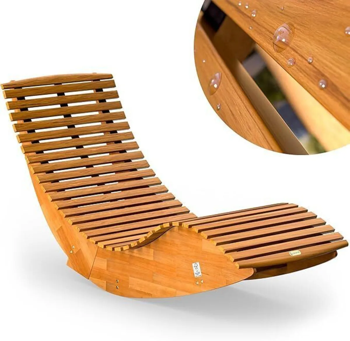 Luxury Acacia Wood Rocking Garden Lounger FSC Cert - Image 2