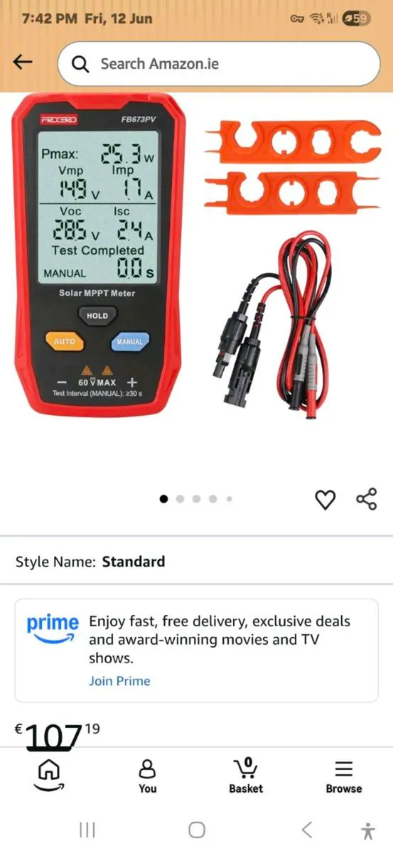 Frogbro FB673PV Solar Panel Tester - Image 1