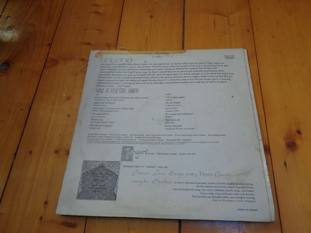 Shusha Song of Long Time Lovers Vinyl Lp for Sale - Image 2