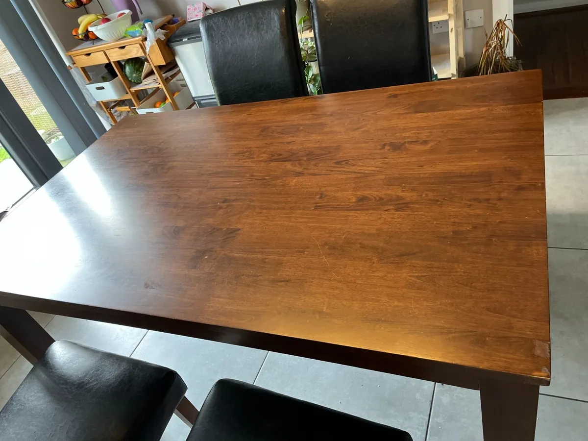 Quick Sale Solid Dining Table with 4 leather Chair - Image 2