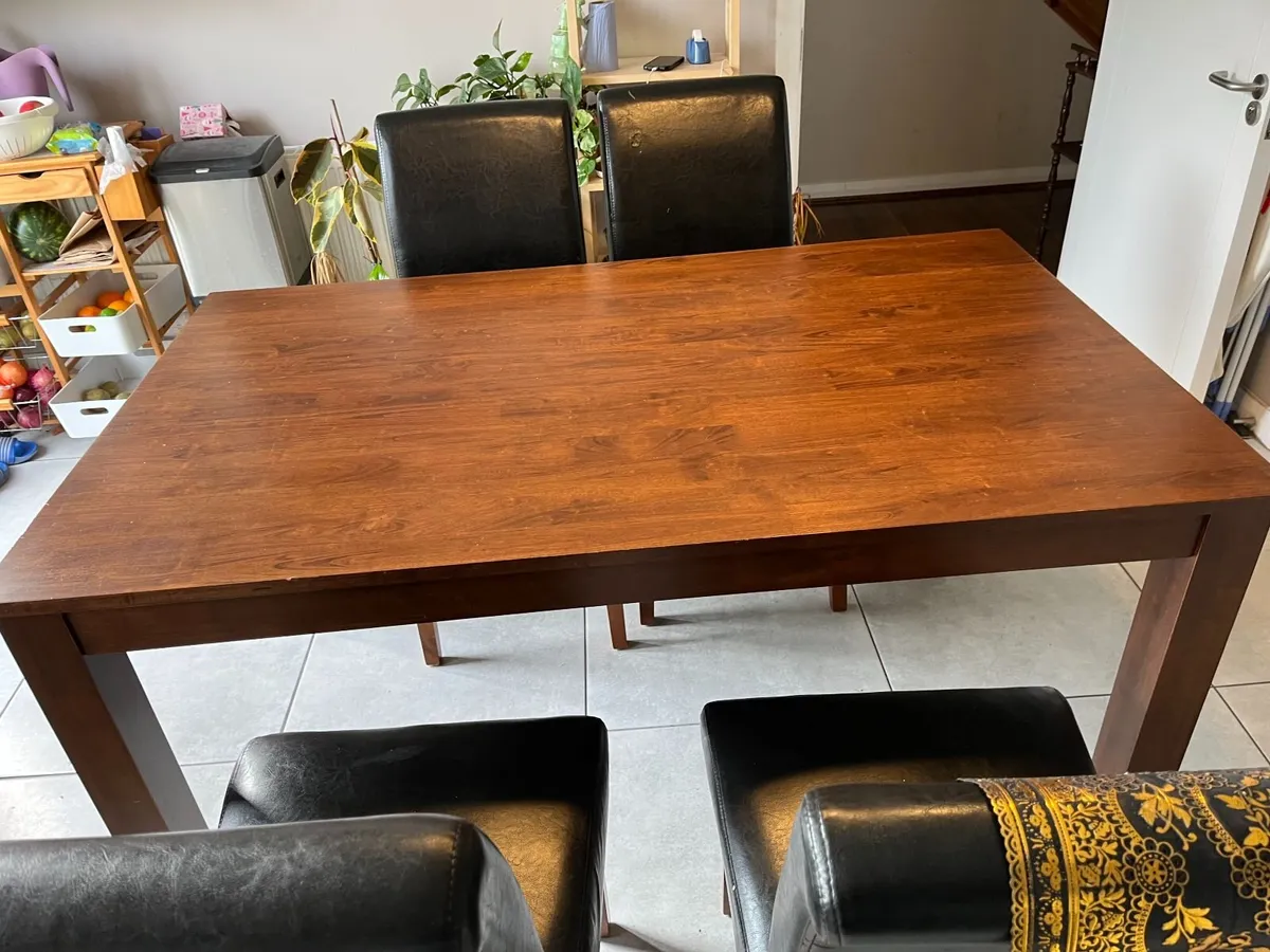 Quick Sale Solid Dining Table with 4 leather Chair - Image 3