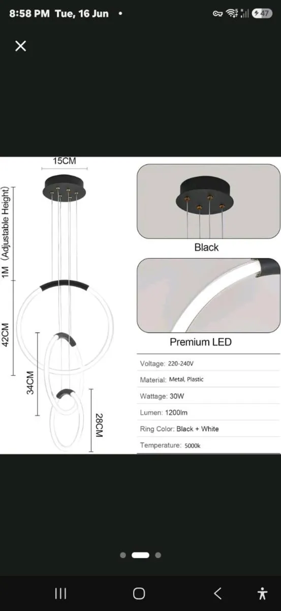 3 ring LED Chandelier - Image 3