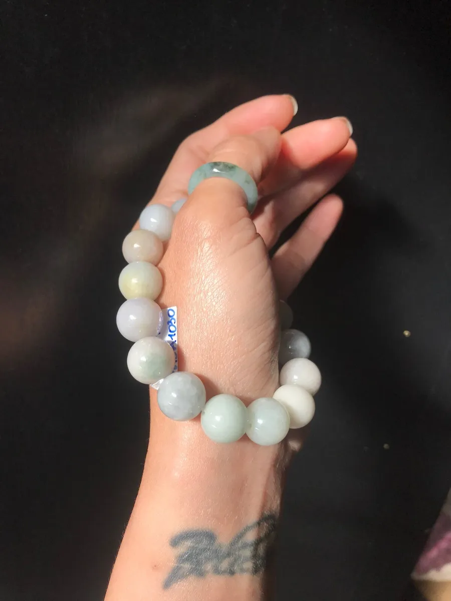 Grade A Myanmar Jadeite Bracelet – Soft Pastel Bea - Image 4