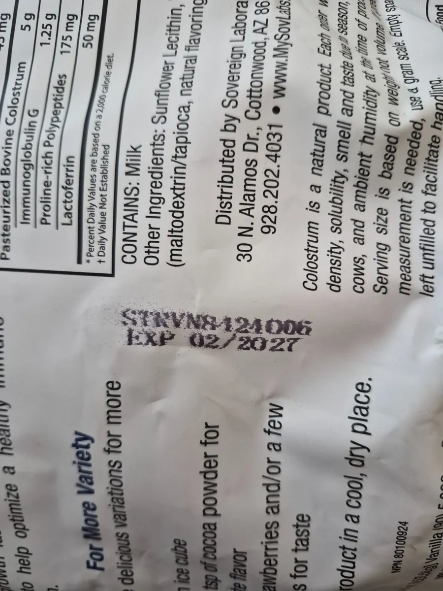 Soverign Laboratories Liposomal Colostrum 450g - Image 3