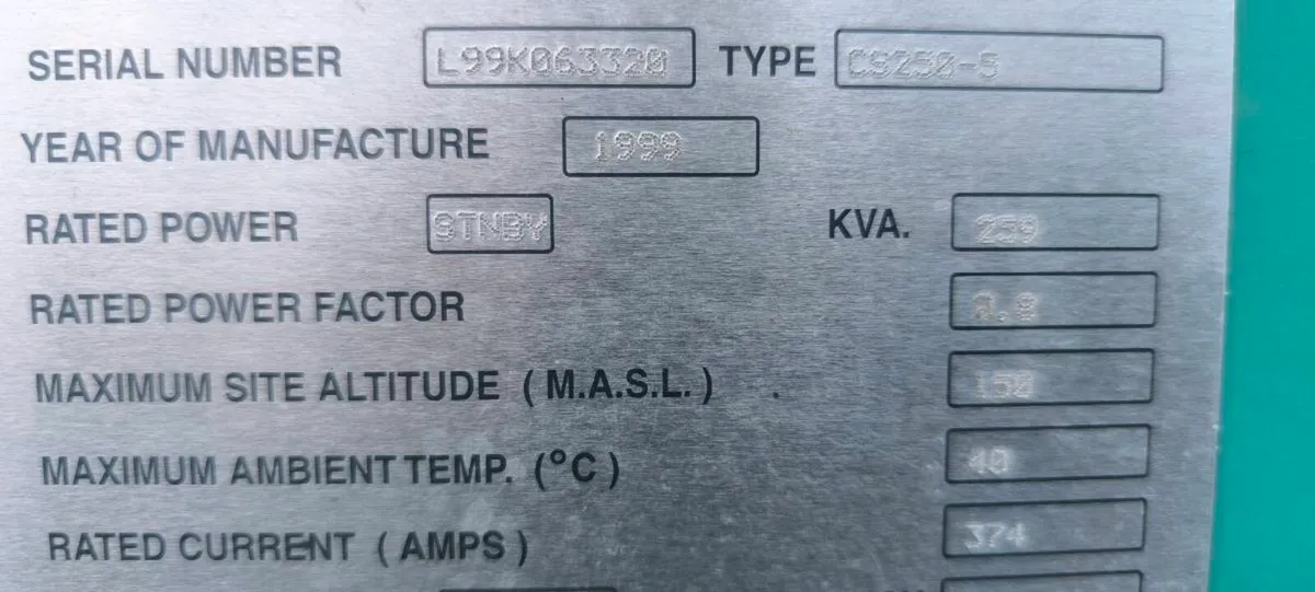 Cummins 250kva ex hospital standby generator - Image 3