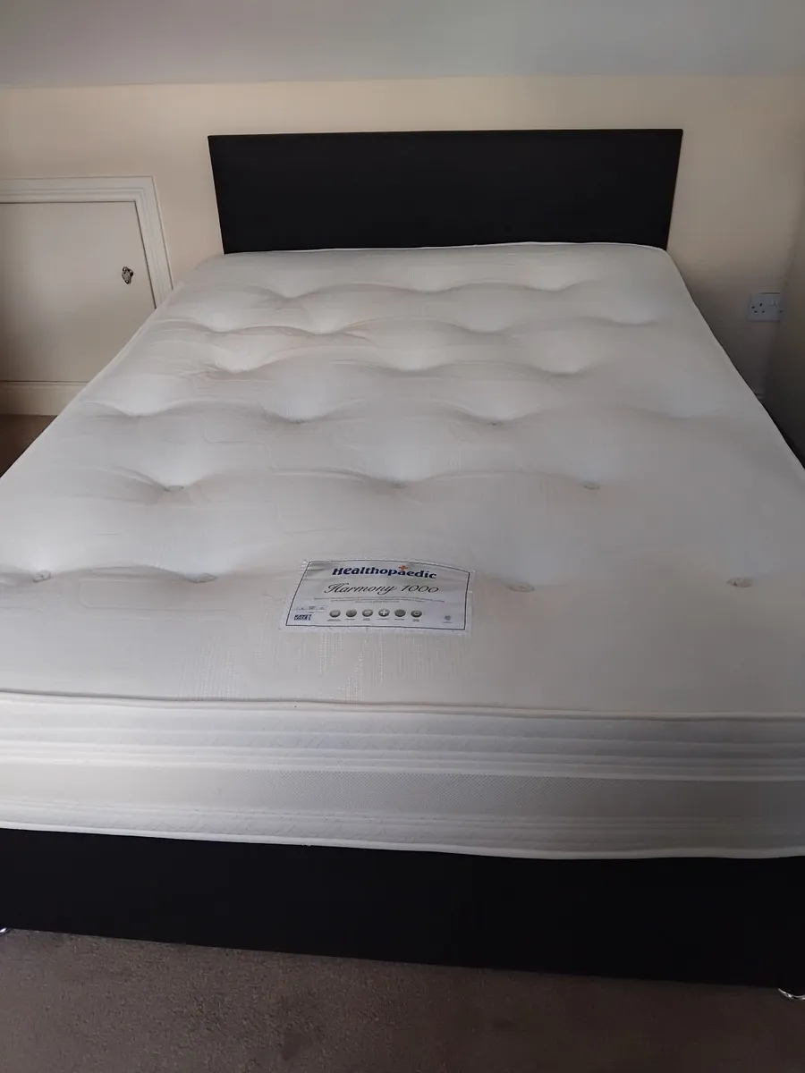 **New** 4ft6 Double Bed with Black Headboard - Image 1