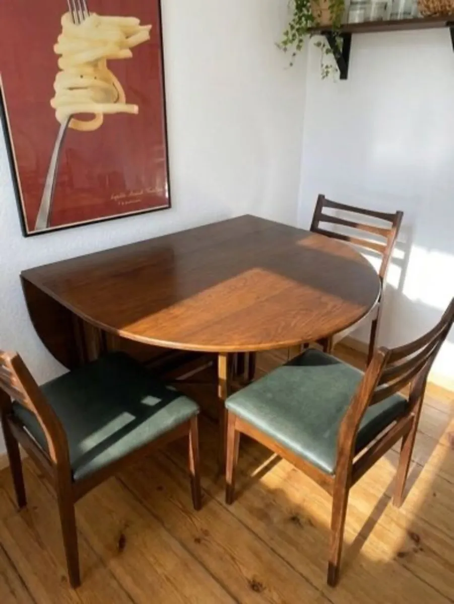 Mid Century G Plan Drop Leaf Table + 3 Chairs - Image 3