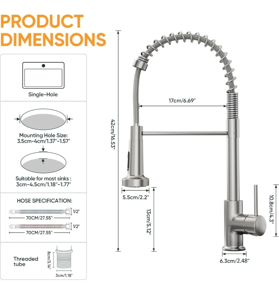 Brushed nickel pull down kitchen tap new - Image 2